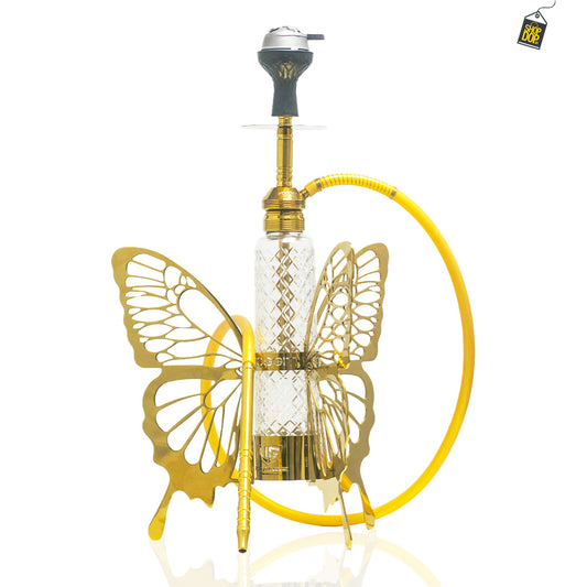 VG France Butterfly Hookah with 3 Bags (LED & Remote) - Golden