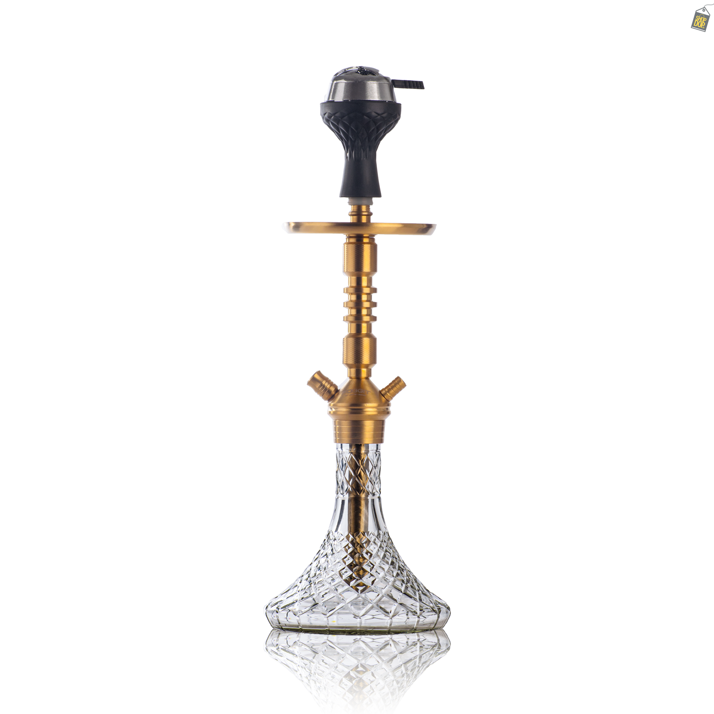 VG Joe R3 Hookah with Bag - Gold Stem / Transparent Base