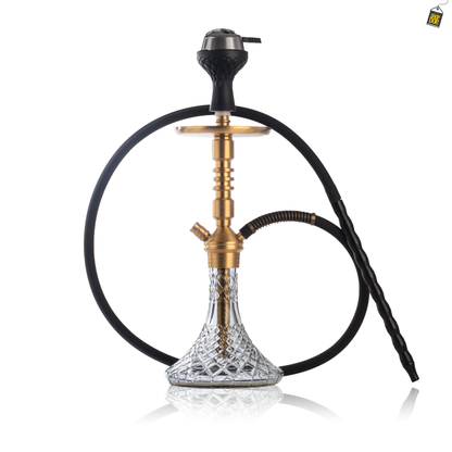 VG Joe R3 Hookah with Bag - Gold Stem / Transparent Base