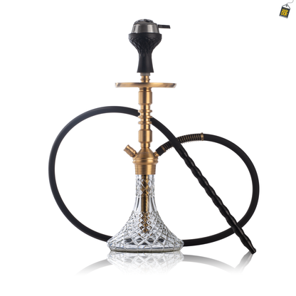VG Joe R3 Hookah with Bag - Gold Stem / Transparent Base