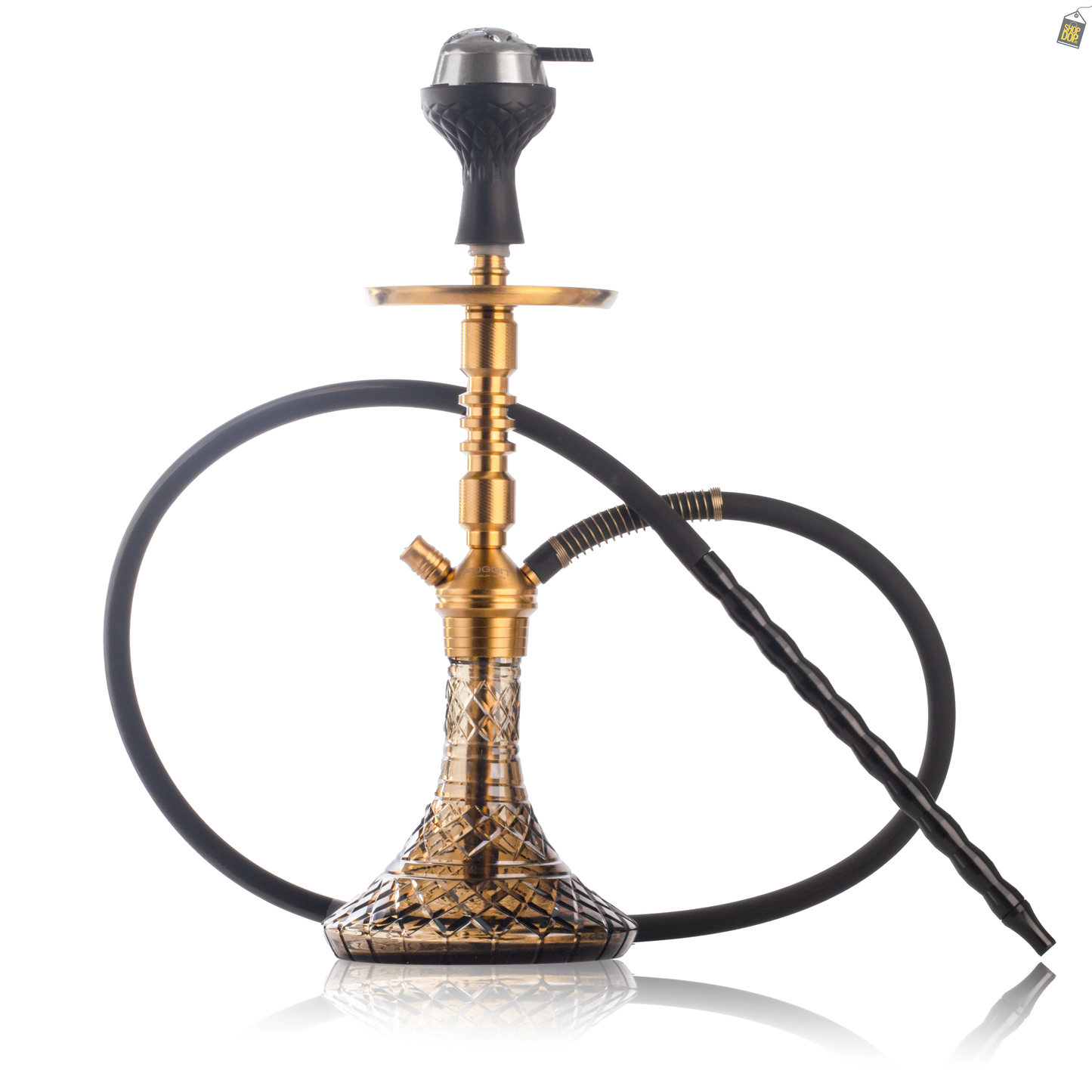 VG Joe R3 Hookah with Bag - Gold Stem / Brown Base