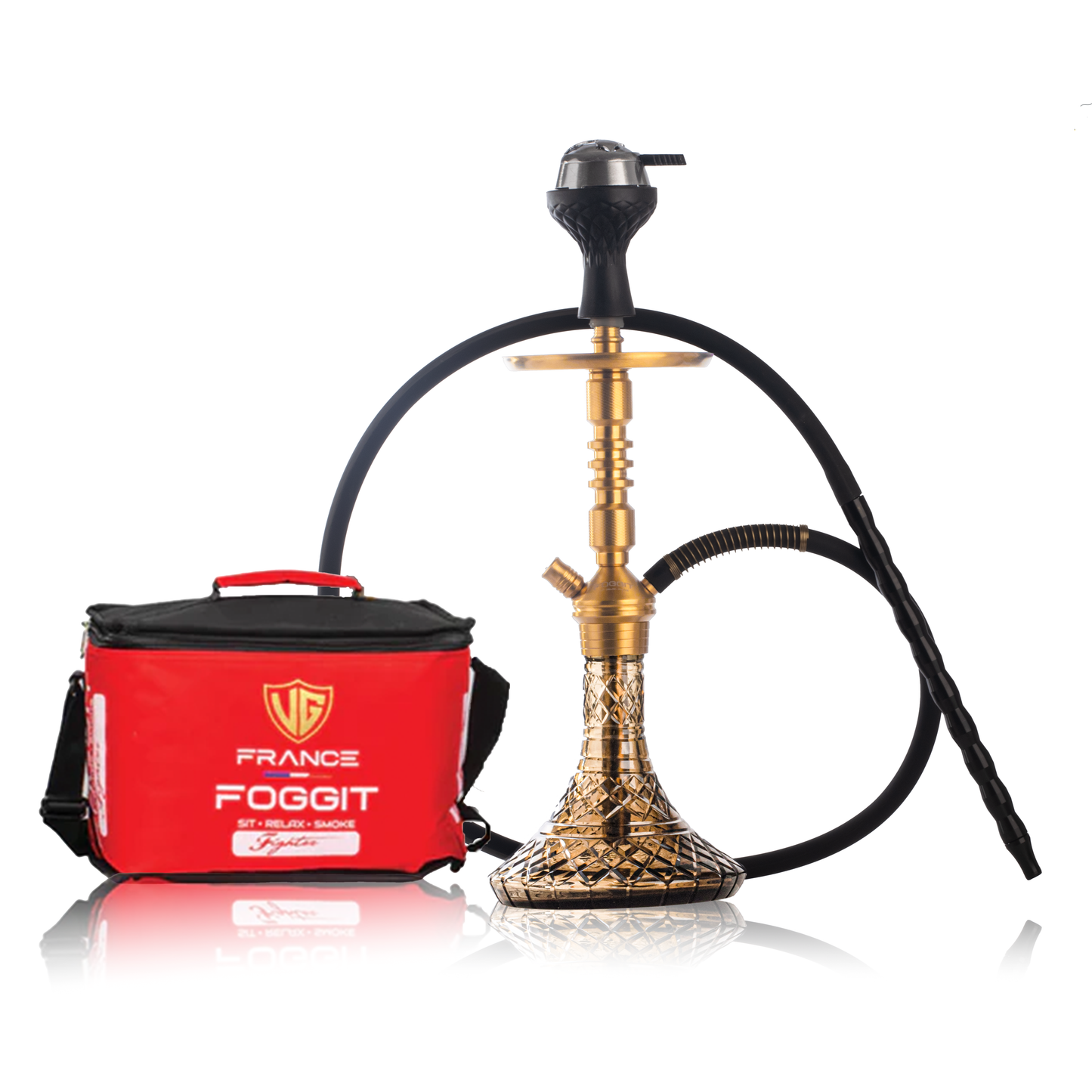 VG Joe R3 Hookah with Bag - Gold Stem / Brown Base