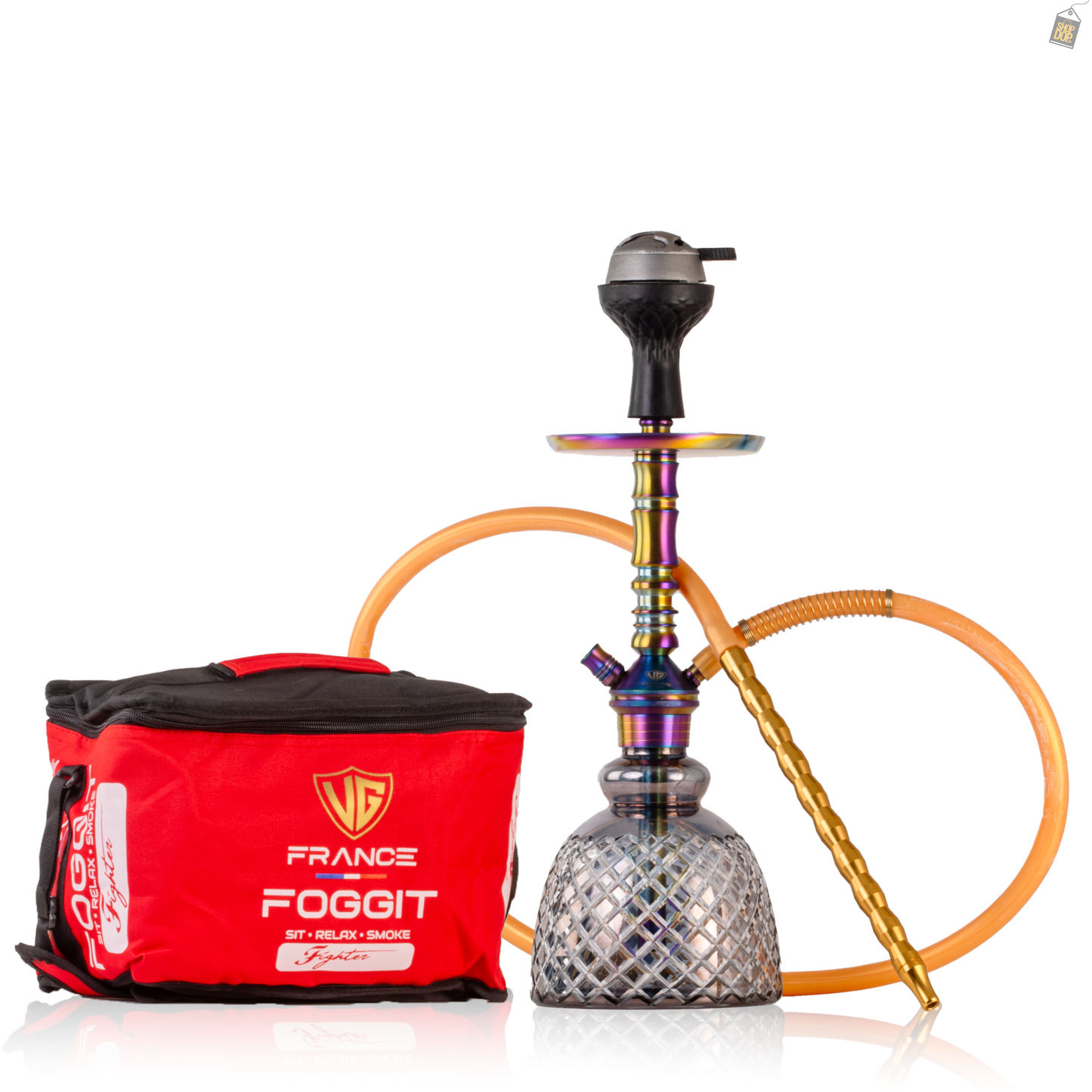 VG Joe R2 Hookah with Bag - Rainbow Stem / Tomb Grey Base