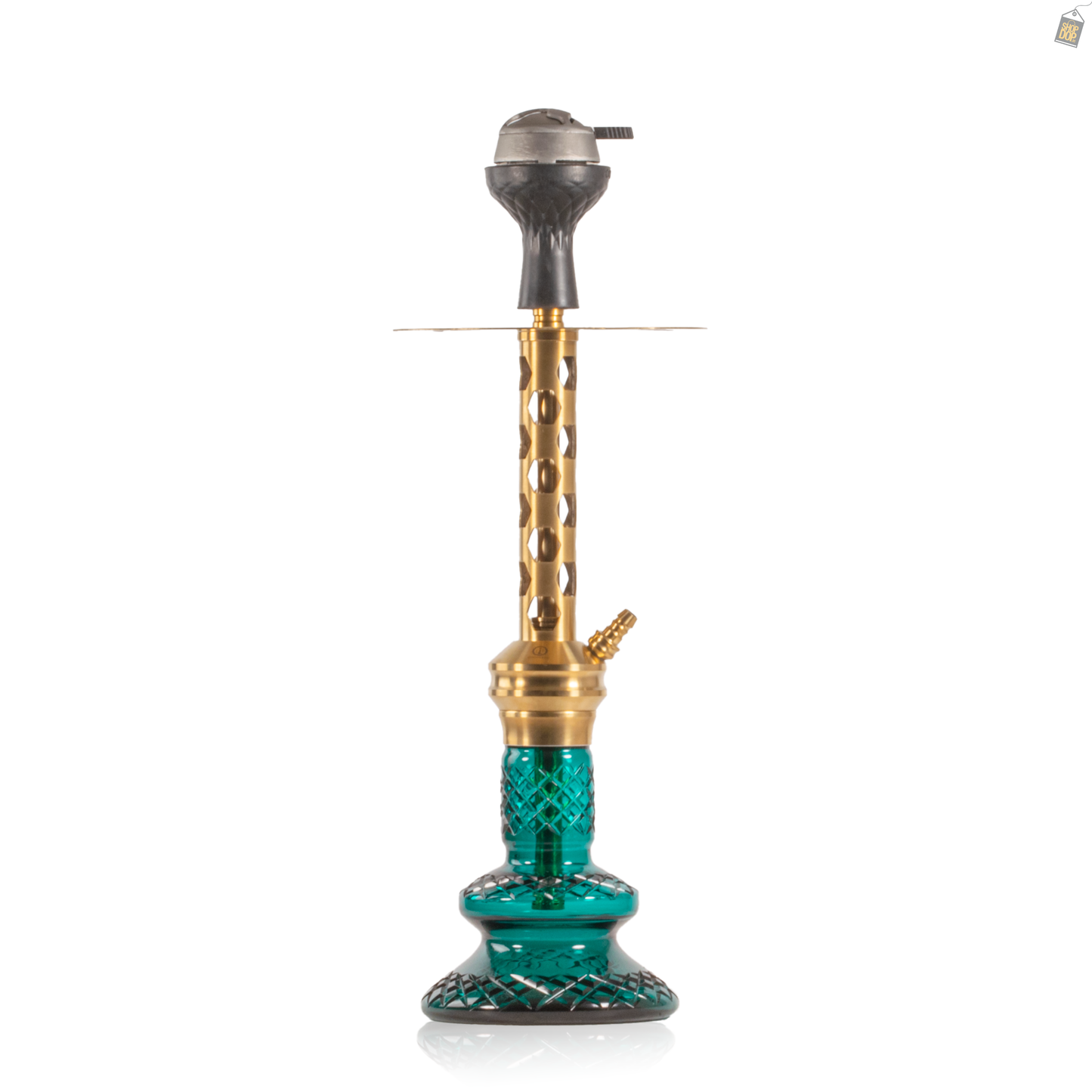 COCOYAYA Valeria Hexa Hookah with Bag - Gold Stem / Aqua Base