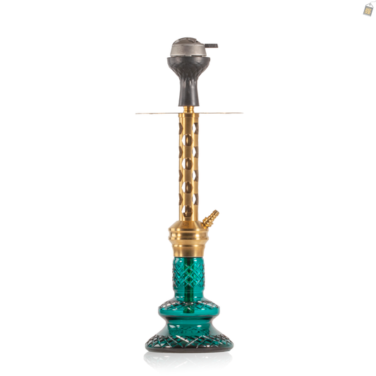 COCOYAYA Valeria Hexa Hookah with Bag - Gold Stem / Aqua Base