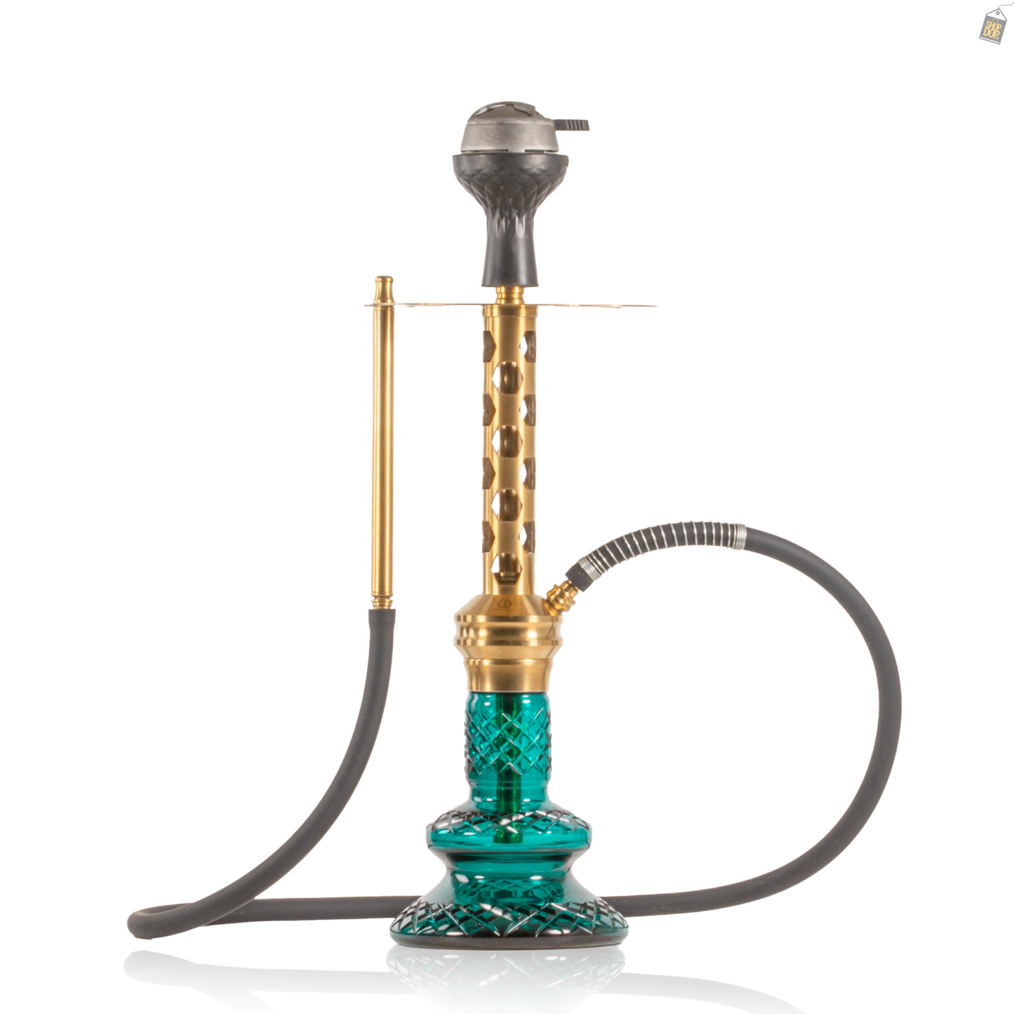 COCOYAYA Valeria Hexa Hookah with Bag - Gold Stem / Aqua Base
