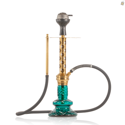 COCOYAYA Valeria Hexa Hookah with Bag - Gold Stem / Aqua Base