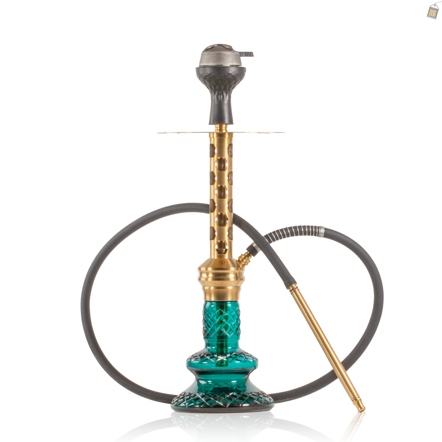 COCOYAYA Valeria Hexa Hookah with Bag - Gold Stem / Aqua Base