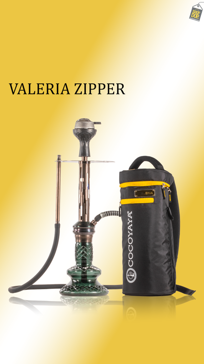 COCOYAYA Valeria Zipper Hookah with Bag - Bronze Stem / Green Base