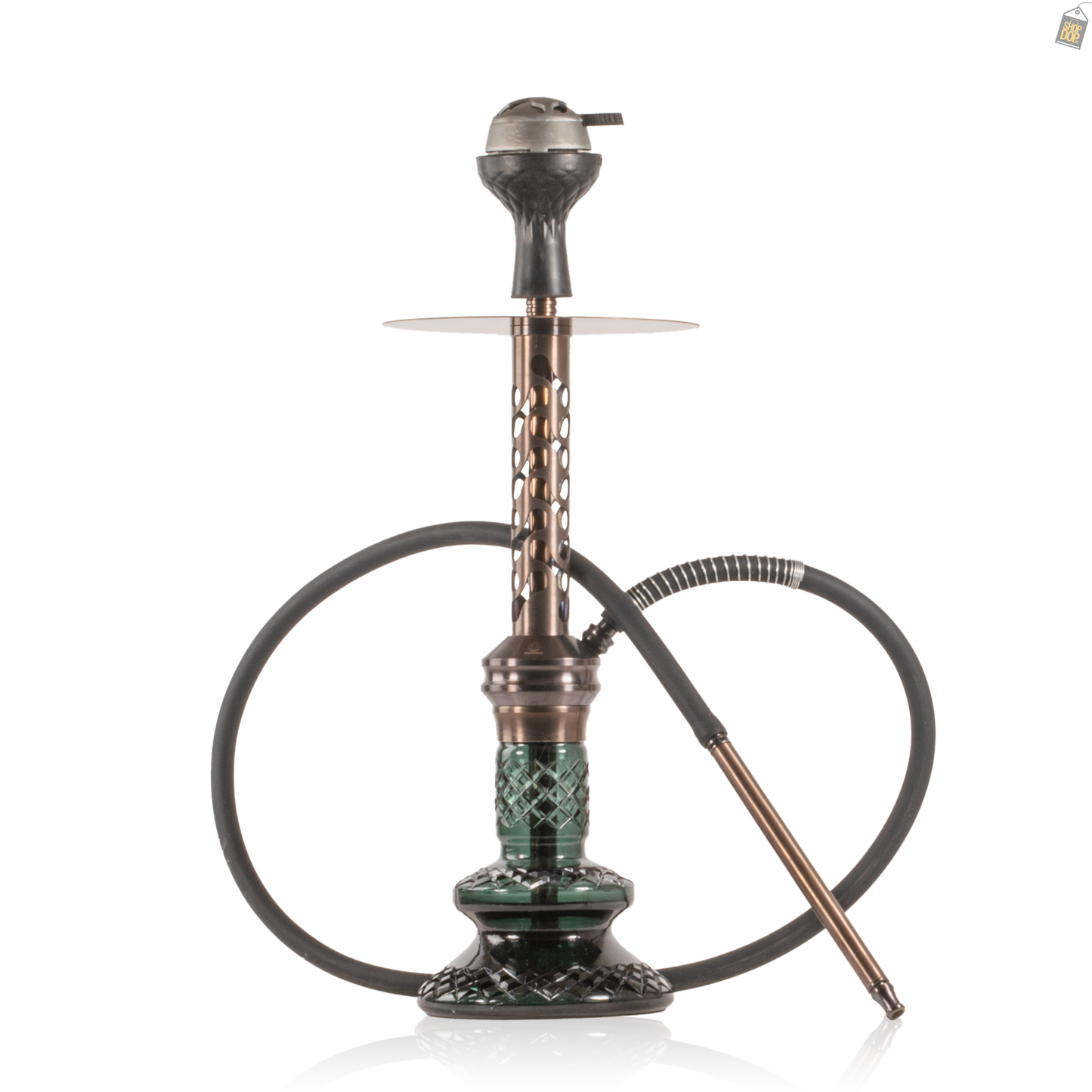 COCOYAYA Valeria Bone Hookah with Bag - Bronze Stem / Green Base
