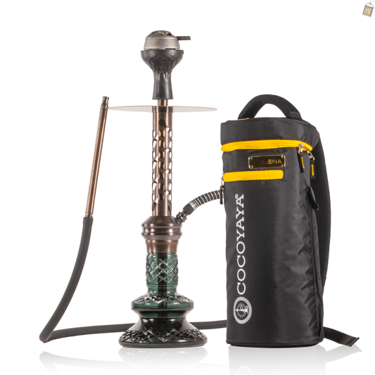 COCOYAYA Valeria Bone Hookah with Bag - Bronze Stem / Green Base