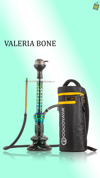 COCOYAYA Valeria Bone Hookah with Bag - Rainbow Stem / Green Base