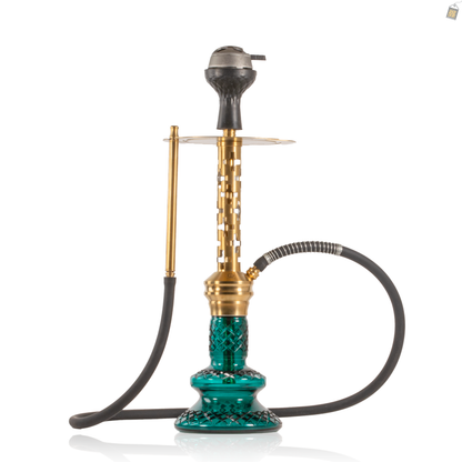 COCOYAYA Valeria Plus Hookah with Bag - Gold Stem / Aqua Base