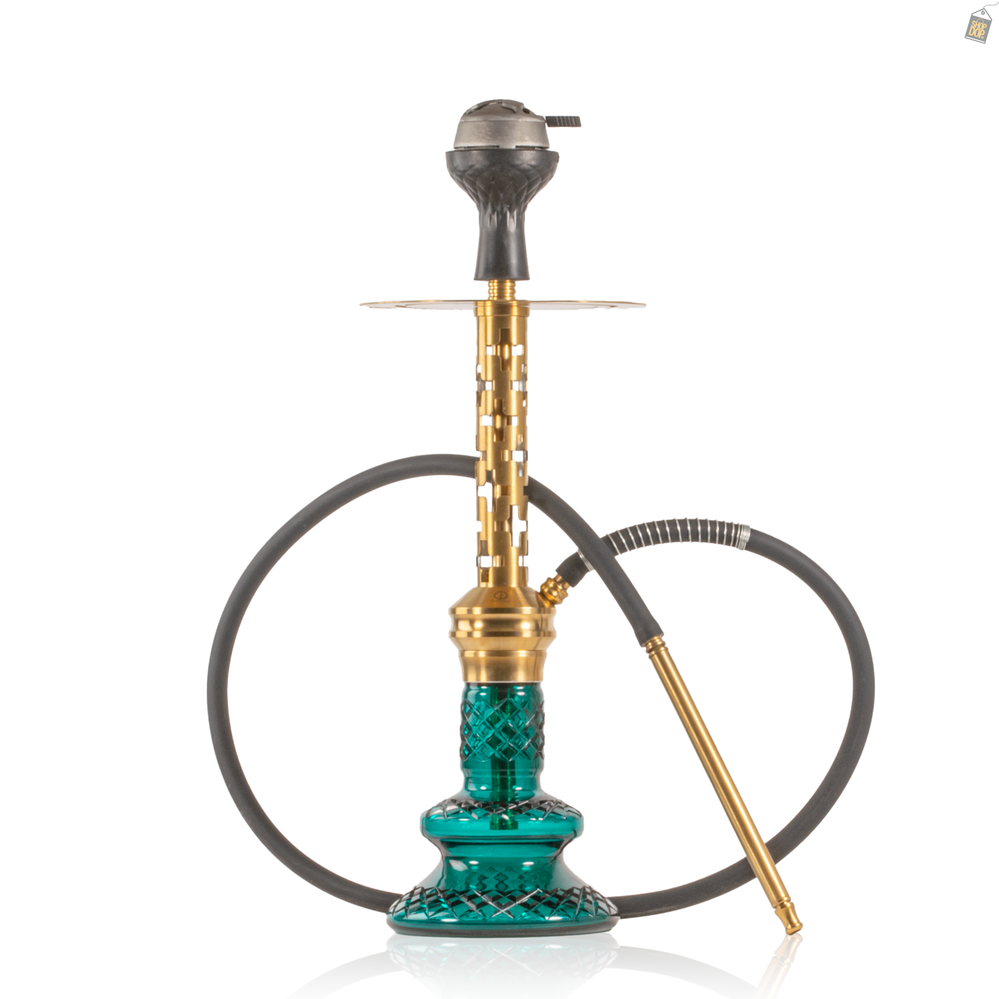 COCOYAYA Valeria Plus Hookah with Bag - Gold Stem / Aqua Base