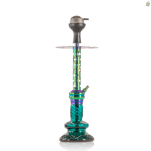 COCOYAYA Valeria Plus Hookah with Bag - Rainbow Stem / Aqua Base