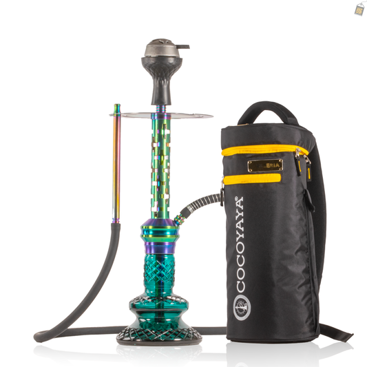 COCOYAYA Valeria Plus Hookah with Bag - Rainbow Stem / Aqua Base