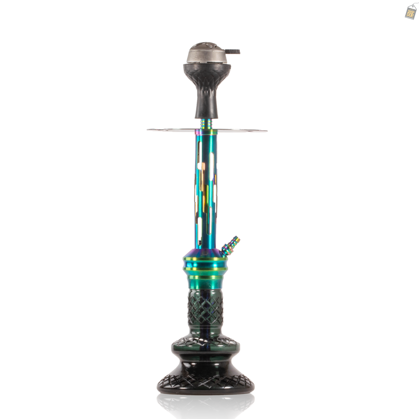 COCOYAYA Valeria Zipper Hookah with Bag - Rainbow Stem / Green Base