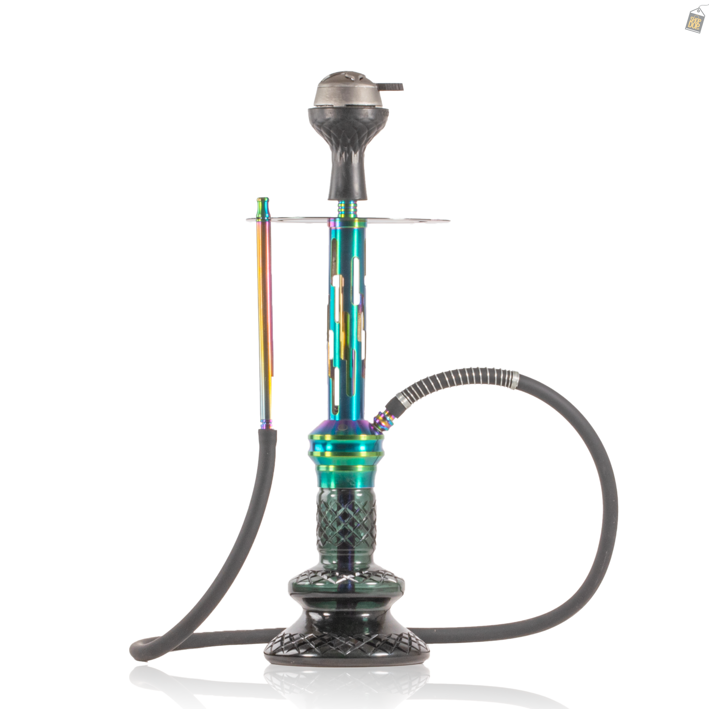 COCOYAYA Valeria Zipper Hookah with Bag - Rainbow Stem / Green Base