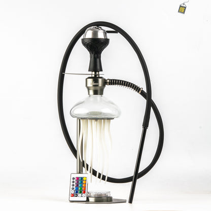 Vilgax Hookah with LED Light & Remote - Silver