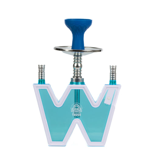 W Acrylic Hookah with LED Light - Dual Pipe (Blue)