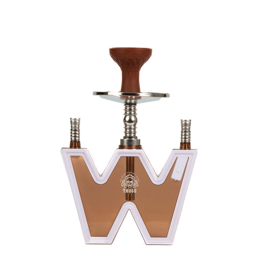 W Acrylic Hookah with LED Light - Dual Pipe (Brown)