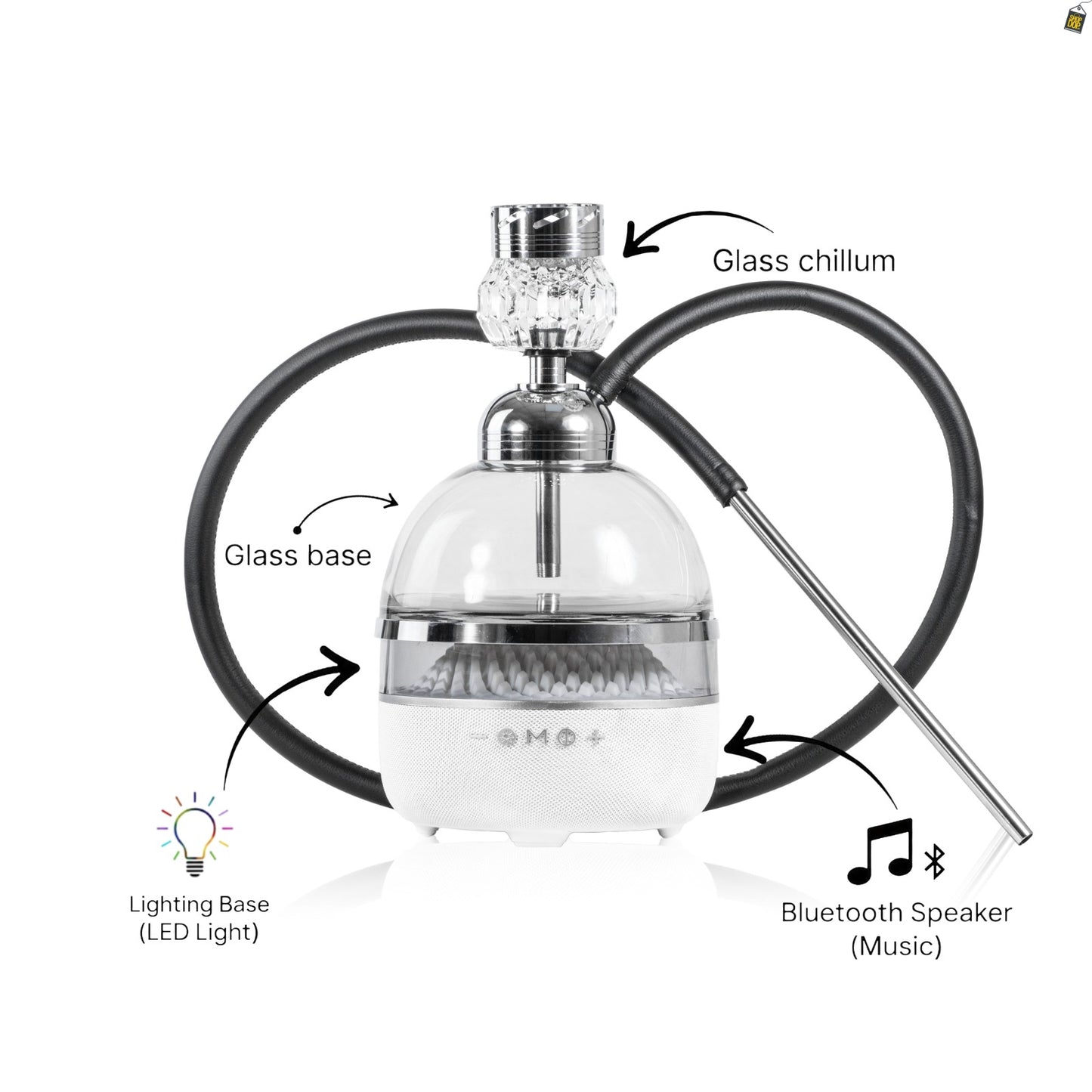 Hi Fi Bomb Hookah with LED and Bluetooth Speaker - Silver