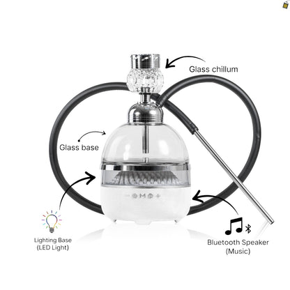Hi Fi Bomb Hookah with LED and Bluetooth Speaker - Silver