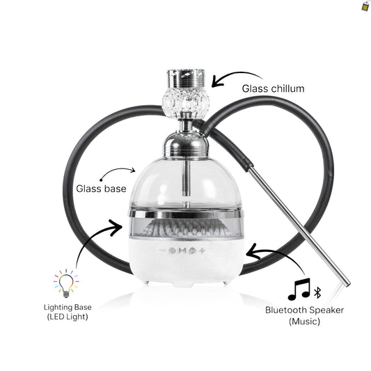 Hi Fi Bomb Hookah with LED and Bluetooth Speaker - Silver