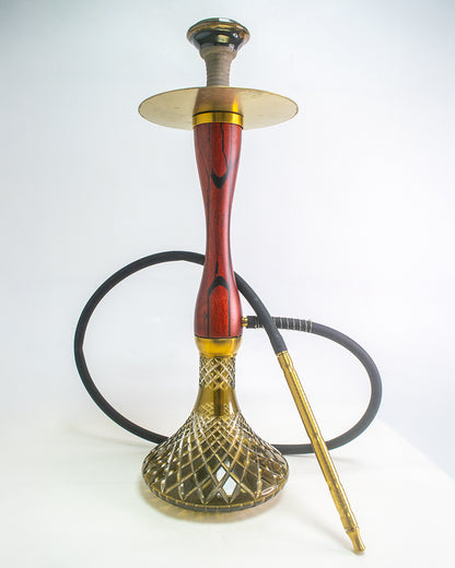 COCOYAYA Wood Pro Hookah - Red Stem (Grey Base)