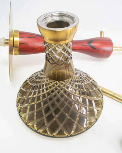 COCOYAYA Wood Pro Hookah - Red Stem (Grey Base)