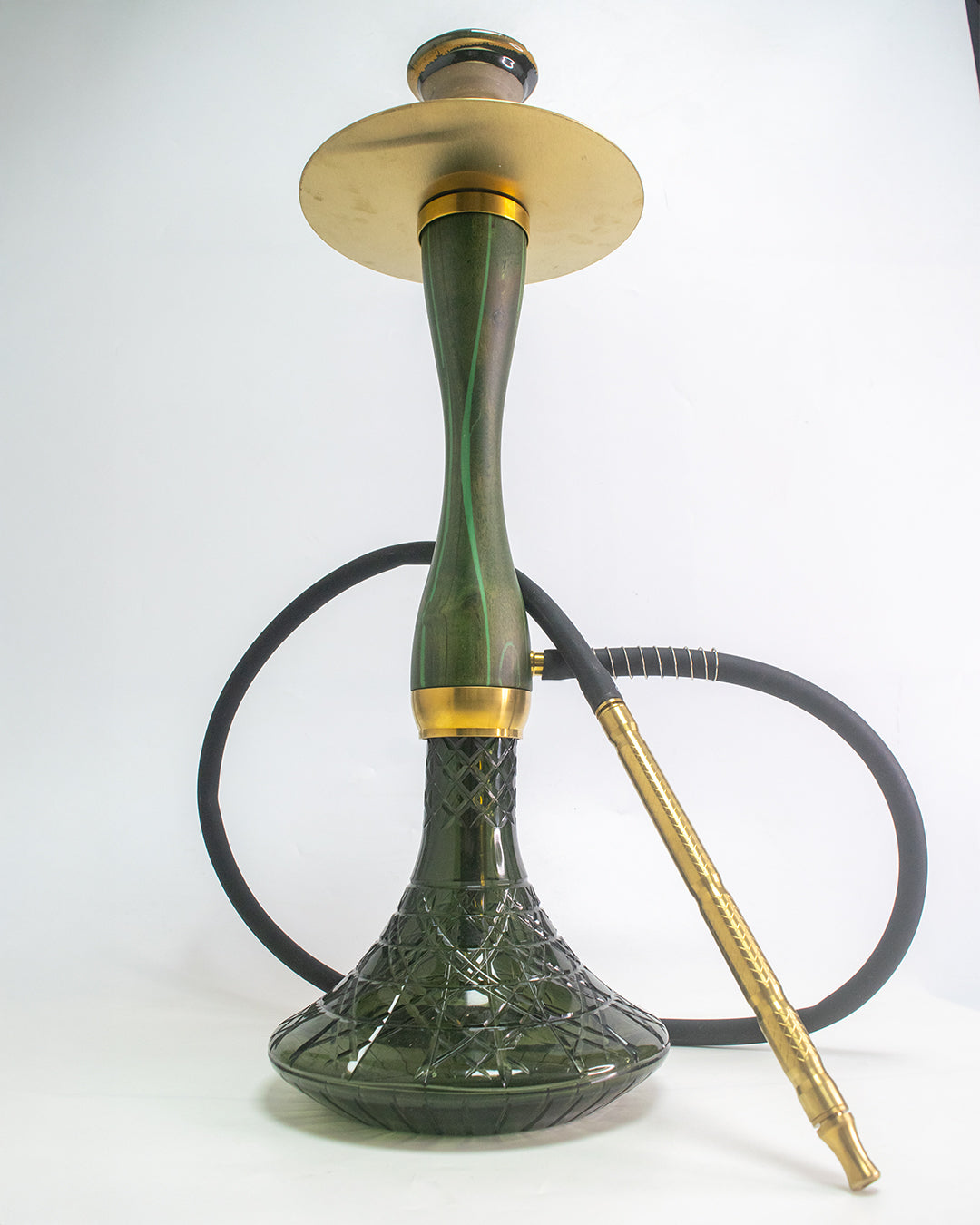 COCOYAYA Wood Pro Hookah - Green Stem (Black Base)