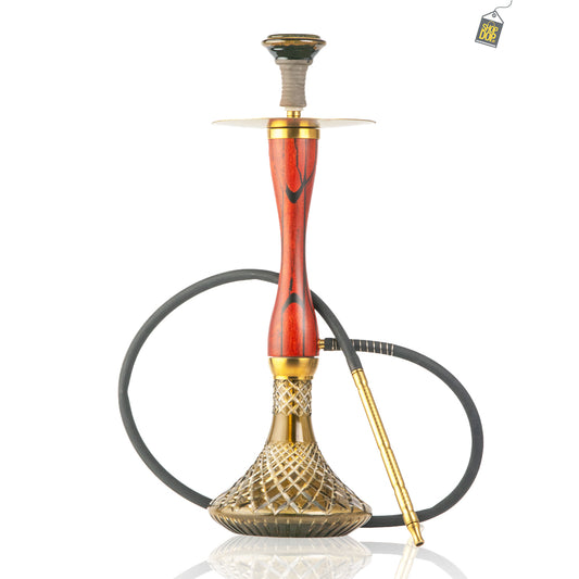 COCOYAYA Wood Pro Hookah - Red Stem (Grey Base)