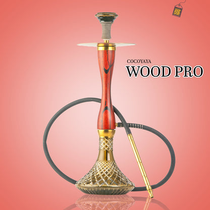 COCOYAYA Wood Pro Hookah - Red Stem (Grey Base)