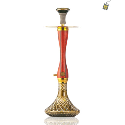 COCOYAYA Wood Pro Hookah - Red Stem (Grey Base)