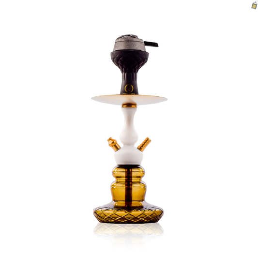 COCOYAYA XL1 Hookah with Black Bag - Gold Stem / Grey Base