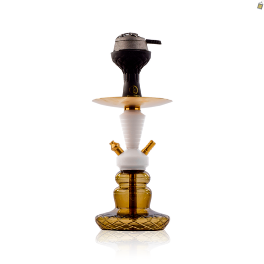 COCOYAYA XL6 Hookah with Black Bag - Gold Stem / Grey Base