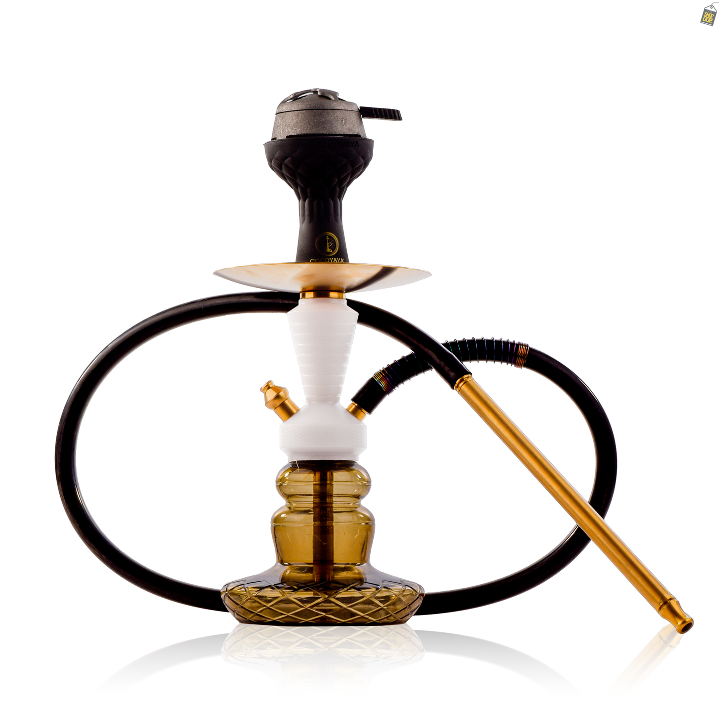 COCOYAYA XL6 Hookah with Black Bag - Gold Stem / Grey Base