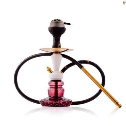 COCOYAYA XL6 Hookah with Black Bag - Gold Stem / Light Purple Base