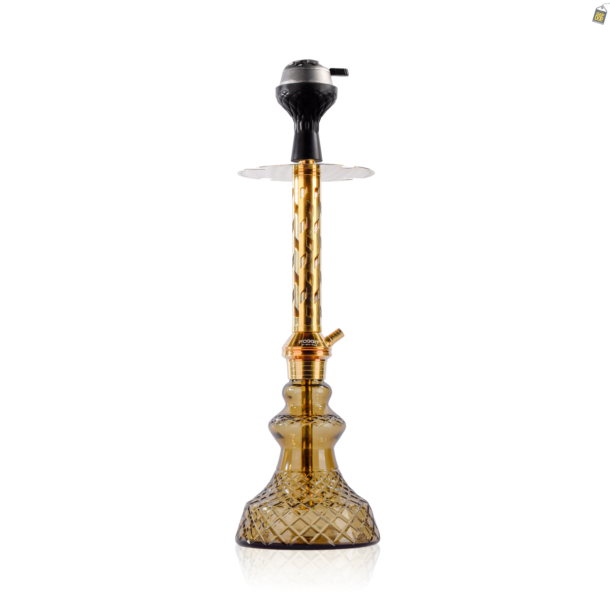 Alexander Gem Hookah with Bag - Gold Stem / Grey Carafe Base