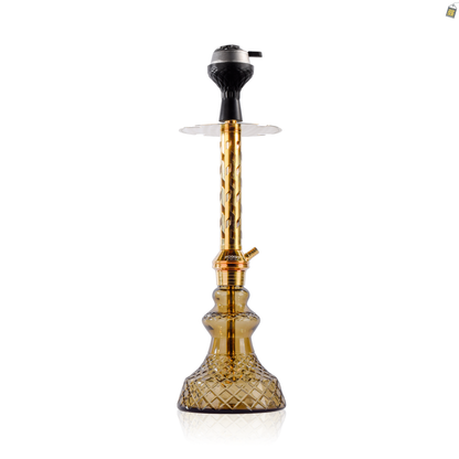 Alexander Gem Hookah with Bag - Gold Stem / Grey Carafe Base