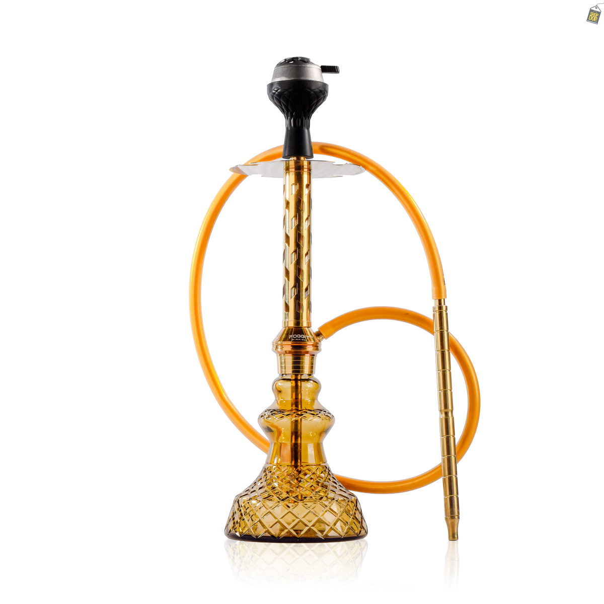 Alexander Gem Hookah with Bag - Gold Stem / Grey Carafe Base