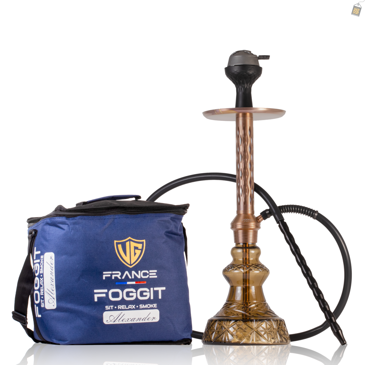 Alexander DIMD Hookah with Bag - Bronze Stem / Grey Carafe Base