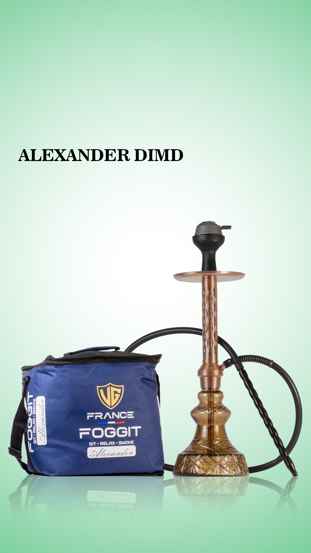Alexander DIMD Hookah with Bag - Bronze Stem / Grey Carafe Base