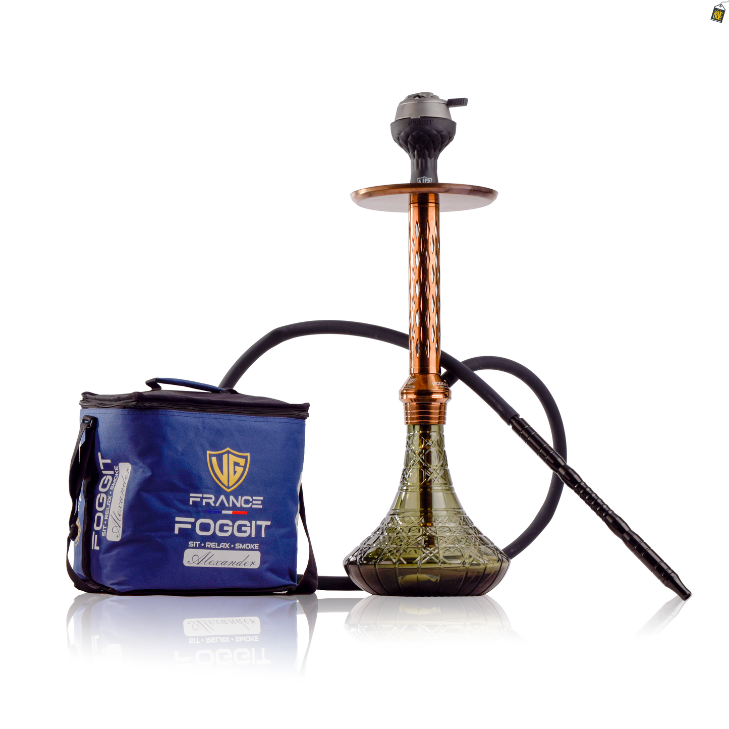 Alexander DIMD Hookah with Bag - Bronze Stem / Emerald Green Base