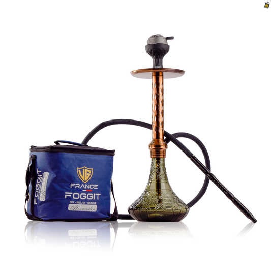 Alexander DIMD Hookah with Bag - Bronze Stem / Emerald Green Base