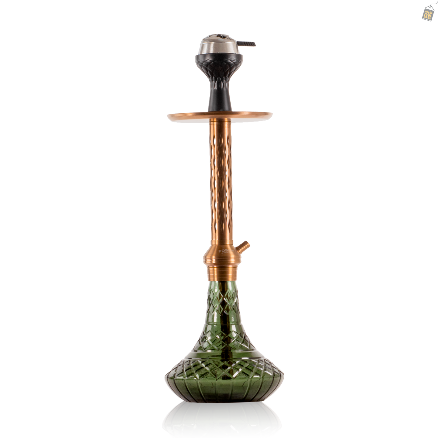 Alexander DIMD Hookah with Bag - Bronze Stem / Emerald Green Base