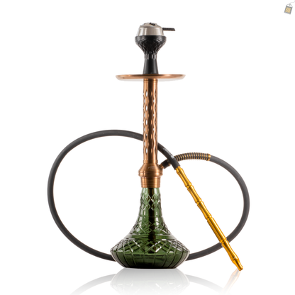 Alexander DIMD Hookah with Bag - Bronze Stem / Emerald Green Base