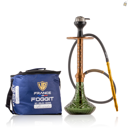 Alexander DIMD Hookah with Bag - Bronze Stem / Emerald Green Base