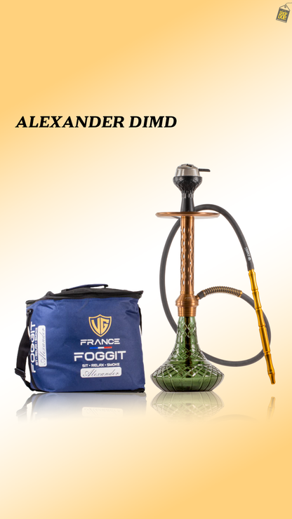Alexander DIMD Hookah with Bag - Bronze Stem / Emerald Green Base