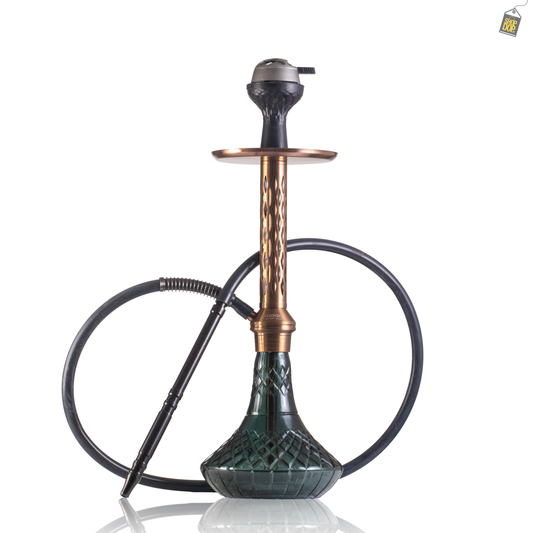 Alexander DIMD Hookah with Bag - Copper Stem / Emerald Green Base